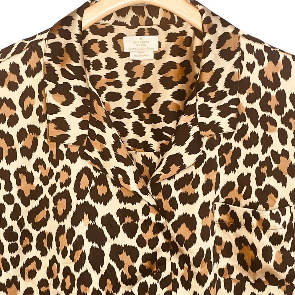 Kate Spade New York Leopard Print Button Down Blouse Top Shirt - Picture 2 of 12